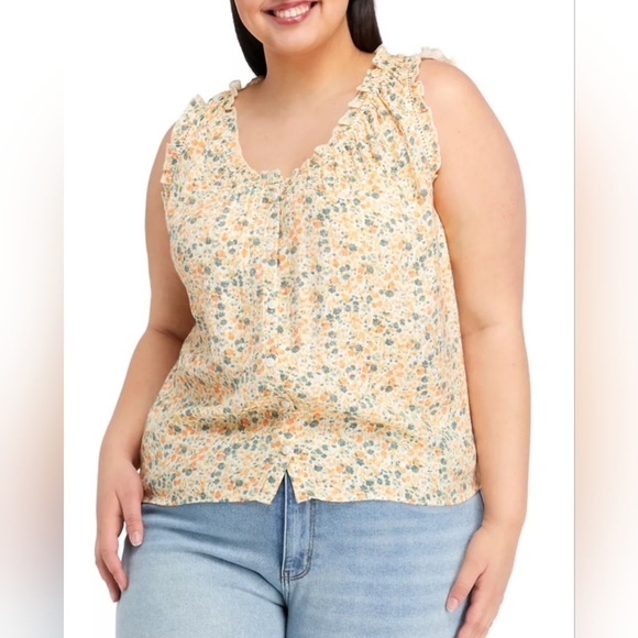 Wonderly Tops - Wonderly Sleeveless Button Front Blouse Sz-1x